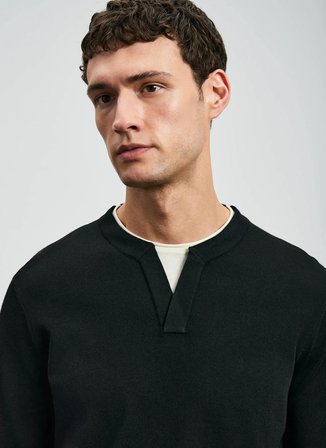 Lufian Bisiklet Yaka Slim Fit Siyah Erkek Kazak ZEN
