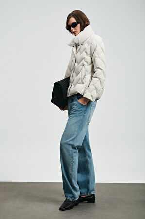 Lufian Desert Kaz Tüyü Kadın Mont Ekru 122120043