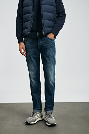 Lufian Erkek Lukas Spor Slim Fit Jean Pantolon 112200231 Mavi