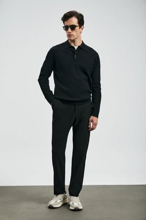 Sterno Smart Erkek Chino Pantolon Slim Fit Siyah