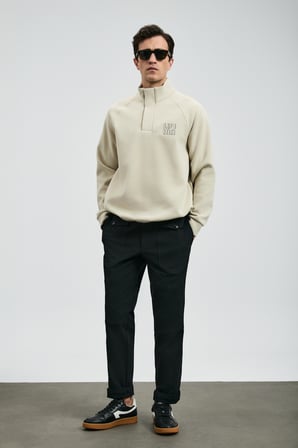Tom Fashion Erkek Chino Pantolon Slim Fit Siyah