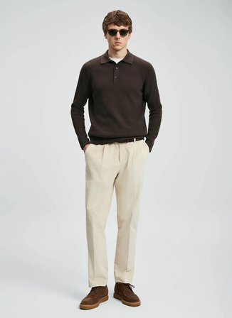 Lufian Polo Yaka Slim Fit Kahve Erkek Kazak RUFUS
