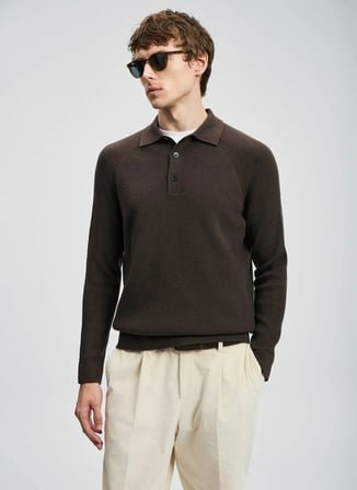 Lufian Polo Yaka Slim Fit Kahve Erkek Kazak RUFUS