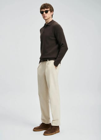 Lufian Polo Yaka Slim Fit Kahve Erkek Kazak RUFUS