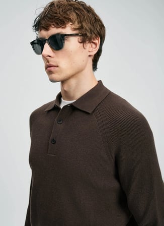 Lufian Polo Yaka Slim Fit Kahve Erkek Kazak RUFUS