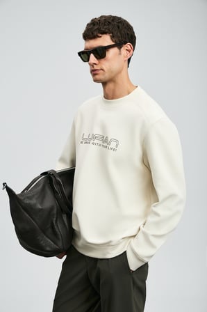 Luther Erkek Sweatshirt Ekru