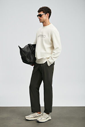 Lufian Luther Erkek Sweat Shirt 112030171 Ekru Xl