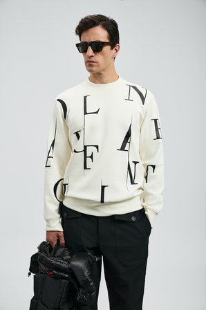 Tıffany Erkek Sweatshirt Kırık Beyaz