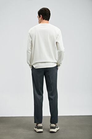 Lufian Erkek Vıctor Bisiklet Yaka Uzun Kollu T-Shirt 112020056 Kırık Beyaz