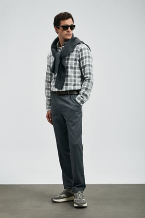 Quel Erkek Basic Gömlek Regular Fit Gri