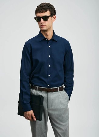 Lufian Slim Fit Gömlek Yaka Lacivert Erkek Gömlek VERAN