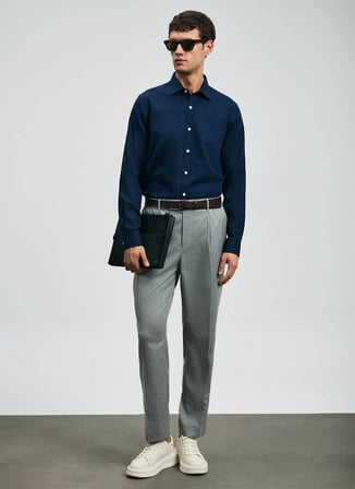 Lufian Slim Fit Gömlek Yaka Lacivert Erkek Gömlek VERAN