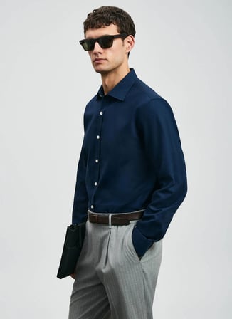 Lufian Slim Fit Gömlek Yaka Lacivert Erkek Gömlek VERAN
