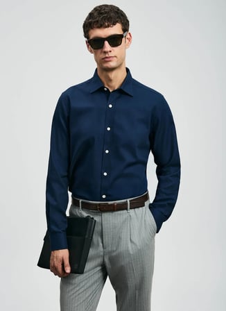 Lufian Slim Fit Gömlek Yaka Lacivert Erkek Gömlek VERAN