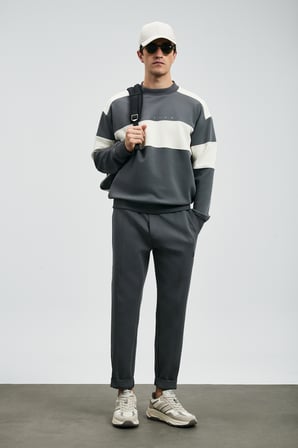 Pıeces Erkek Sweatshirt Koyu Gri