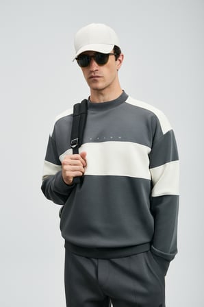 Pıeces Erkek Sweatshirt Koyu Gri