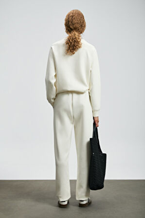 Lufian Kadın Alıce Örme Sweatshırt 122030016 Kırık Beyaz