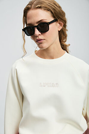 Lufian Kadın Alıce Örme Sweatshırt 122030016 Kırık Beyaz