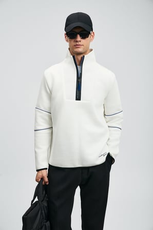 Lufian Erkek Art Sweatshirt 112030191 Kırık Beyaz