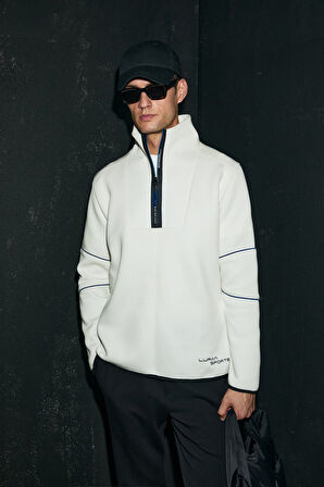 Lufian Erkek Art Sweatshirt 112030191 Kırık Beyaz