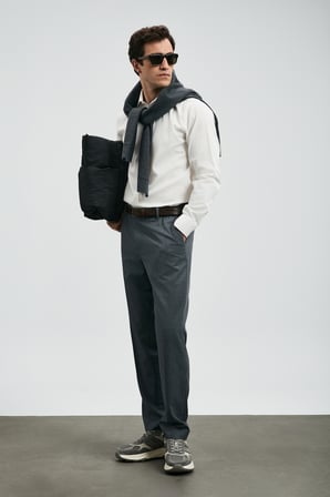 Sterno Smart Erkek Chino Pantolon Slim Fit Gri