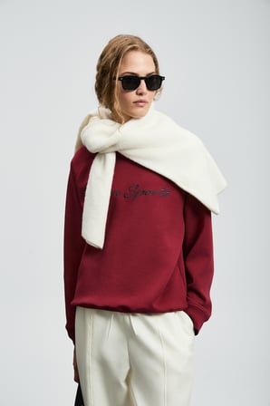 Ander Kadın Örme Sweatshırt Bordo