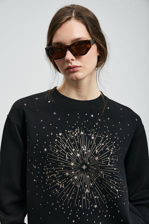 Star Kadın Örme Sweatshırt Siyah