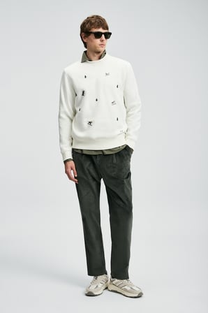 Noel Erkek Sweatshirt Kırık Beyaz