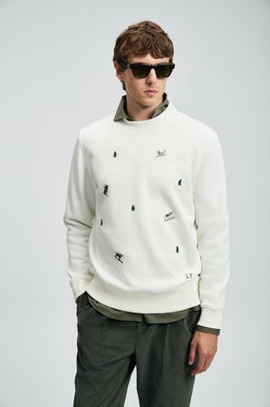 Noel Erkek Sweatshirt Kırık Beyaz