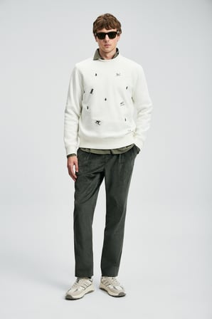 Noel Erkek Sweatshirt Kırık Beyaz