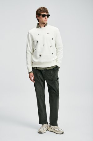 Noel Erkek Sweatshirt Kırık Beyaz