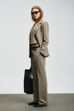 Sara Orta Bel Wideleg Pantolon Vizon