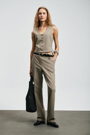 Sara Orta Bel Wideleg Pantolon Vizon