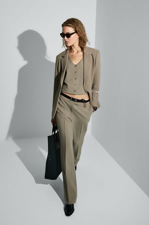Sara Orta Bel Wideleg Pantolon Vizon