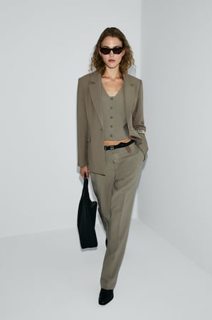 Sara Orta Bel Wideleg Pantolon Vizon