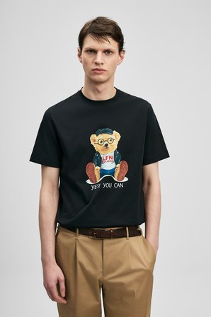 Teddy Modern Grafik Tişört Siyah