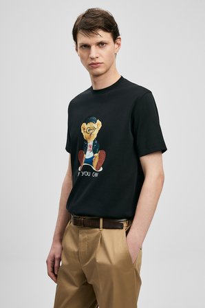 Teddy Modern Grafik Tişört Siyah