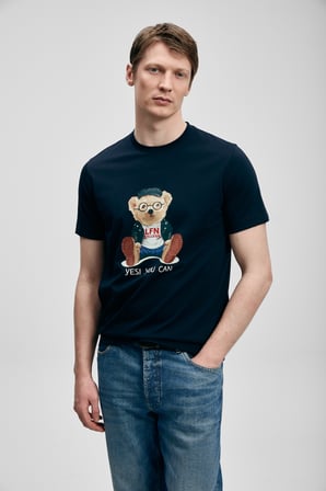 Teddy Modern Grafik Tişört Lacivert
