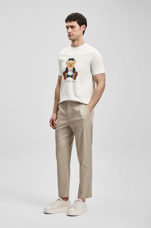 Teddy Modern Grafik Tişört Kırık Beyaz