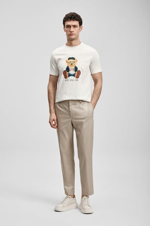 Teddy Modern Grafik Tişört Kırık Beyaz
