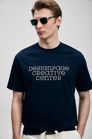 Frank Modern Grafik Tişört Lacivert