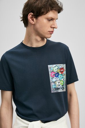 Charlıe Modern Grafik Tişört Lacivert