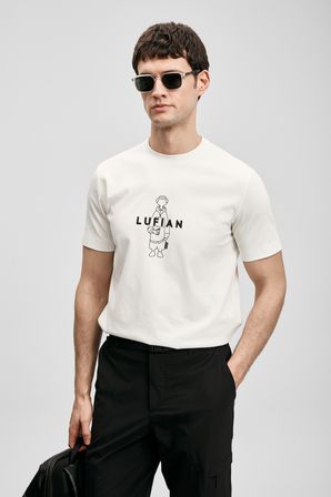 Sımbad Modern Grafik Tişört Kırık Beyaz
