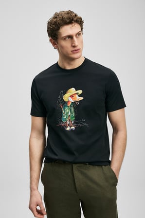 Duck Modern Grafik Tişört Siyah