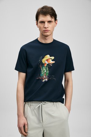 Duck Modern Grafik Tişört Lacivert