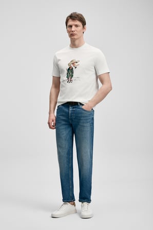 Duck Modern Grafik Tişört Kırık Beyaz
