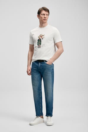 Duck Modern Grafik Tişört Kırık Beyaz