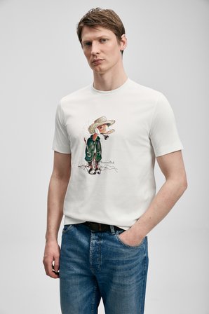 Duck Modern Grafik Tişört Kırık Beyaz