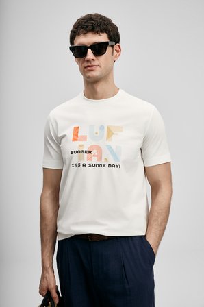 Sunny Modern Grafik Tişört Kırık Beyaz