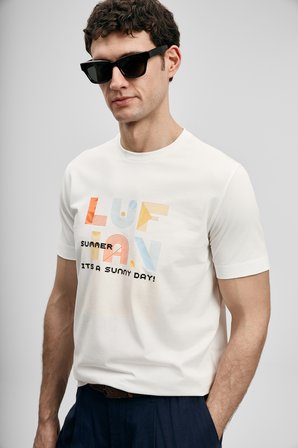 Sunny Modern Grafik Tişört Kırık Beyaz
